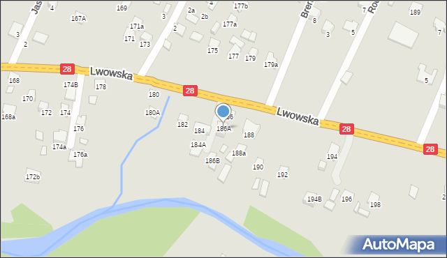 Nowy Sącz, Lwowska, 186A, mapa Nowego Sącza