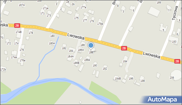 Nowy Sącz, Lwowska, 188, mapa Nowego Sącza