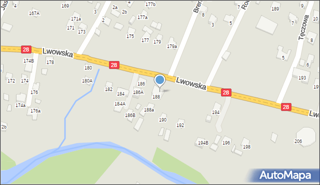 Nowy Sącz, Lwowska, 188B, mapa Nowego Sącza