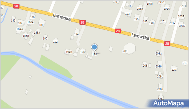 Nowy Sącz, Lwowska, 198, mapa Nowego Sącza