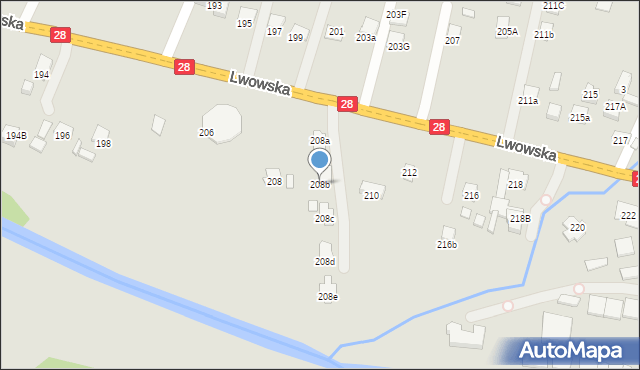 Nowy Sącz, Lwowska, 208b, mapa Nowego Sącza