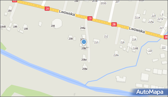 Nowy Sącz, Lwowska, 208c, mapa Nowego Sącza