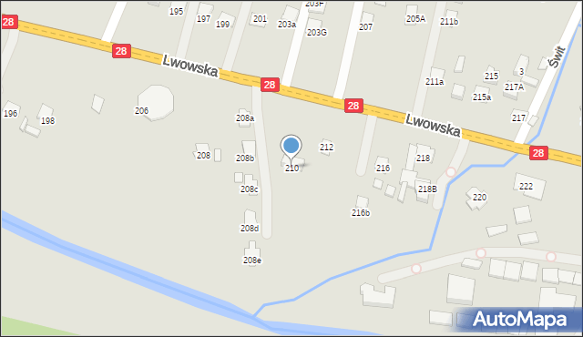 Nowy Sącz, Lwowska, 210, mapa Nowego Sącza