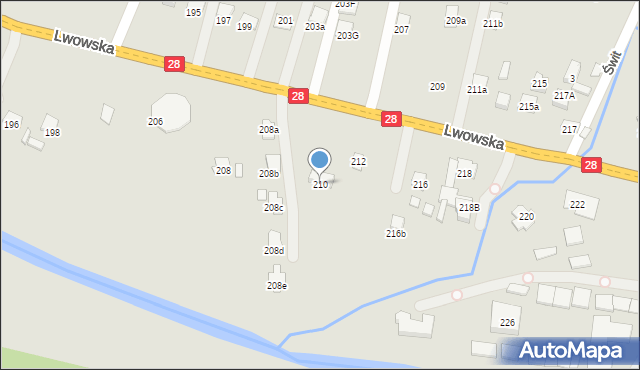 Nowy Sącz, Lwowska, 210, mapa Nowego Sącza