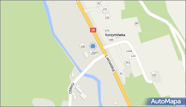 Nowy Sącz, Lwowska, 229, mapa Nowego Sącza