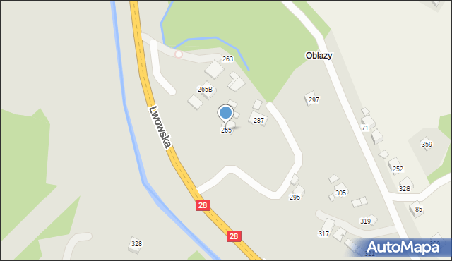 Nowy Sącz, Lwowska, 265, mapa Nowego Sącza