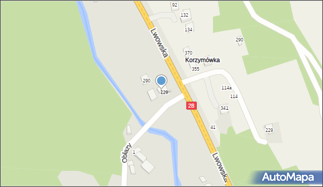 Nowy Sącz, Lwowska, 292, mapa Nowego Sącza