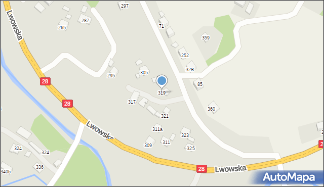 Nowy Sącz, Lwowska, 319, mapa Nowego Sącza
