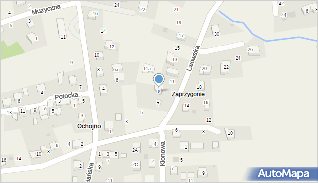 Ochojno, Lwowska, 9, mapa Ochojno