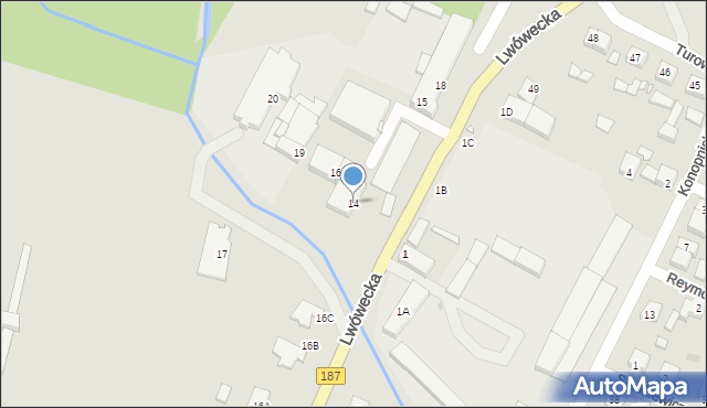 Pniewy, Lwówecka, 14, mapa Pniewy