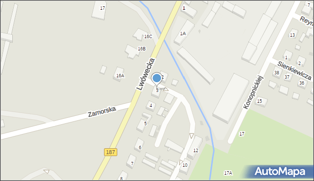 Pniewy, Lwówecka, 3, mapa Pniewy