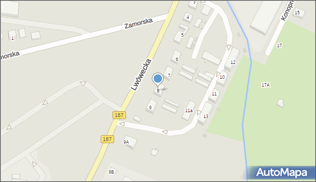 Pniewy, Lwówecka, 8, mapa Pniewy