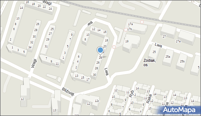 Poznań, Lwa, 24, mapa Poznania