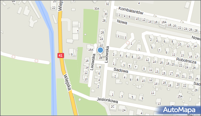 Prudnik, Lwowska, 18, mapa Prudnik