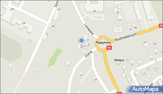 Radymno, Lwowska, 26, mapa Radymno