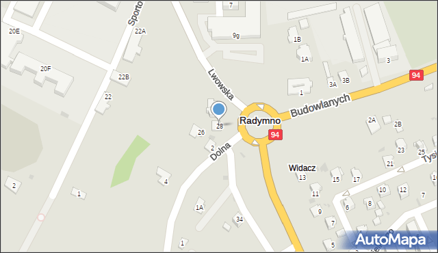 Radymno, Lwowska, 28, mapa Radymno