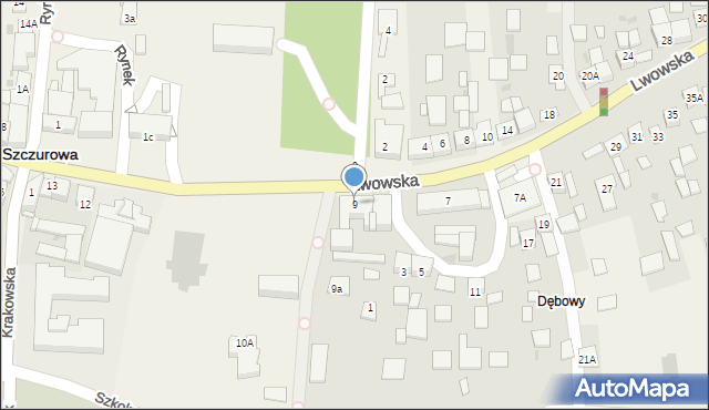 Szczurowa, Lwowska, 9, mapa Szczurowa