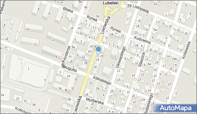 Tomaszów Lubelski, Lwowska, 15A, mapa Tomaszów Lubelski