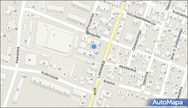 Tomaszów Lubelski, Lwowska, 32/36, mapa Tomaszów Lubelski