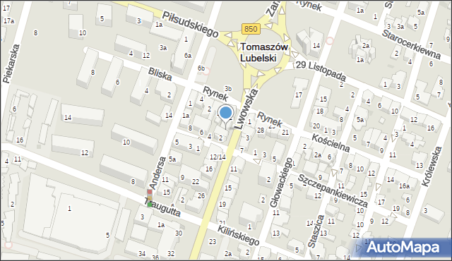 Tomaszów Lubelski, Lwowska, 6, mapa Tomaszów Lubelski