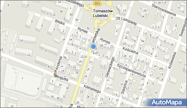 Tomaszów Lubelski, Lwowska, 7, mapa Tomaszów Lubelski