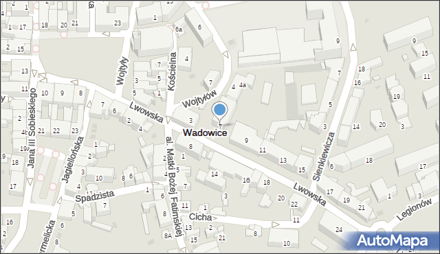 Wadowice, Lwowska, 7, mapa Wadowice