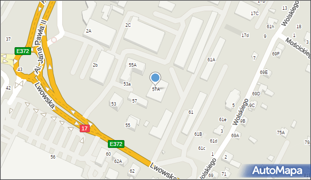 Zamość, Lwowska, 57A, mapa Zamościa