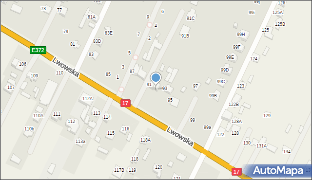 Zamość, Lwowska, 91A, mapa Zamościa