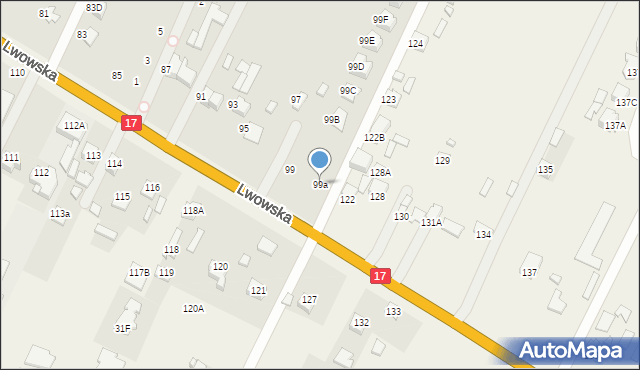 Zamość, Lwowska, 99a, mapa Zamościa