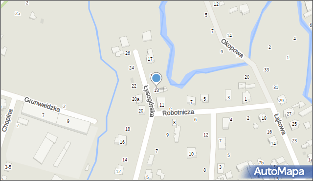 Głowno, Łysogórska, 13, mapa Głowno