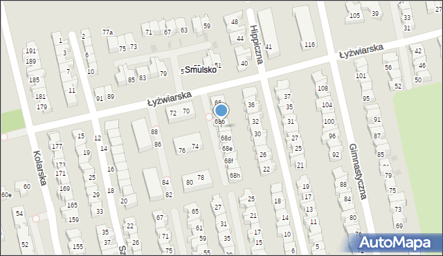 Łódź, Łyżwiarska, 68c, mapa Łodzi