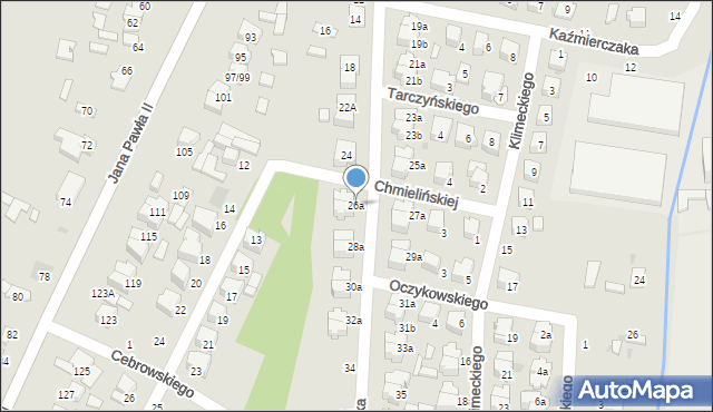 Łowicz, Łyszkowicka, 26a, mapa Łowicza