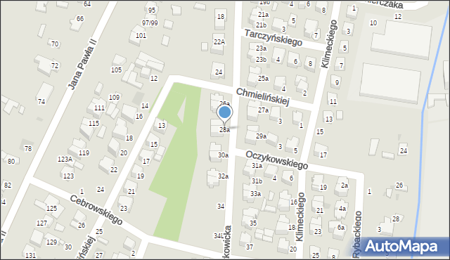 Łowicz, Łyszkowicka, 28a, mapa Łowicza