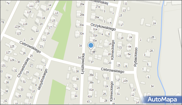 Łowicz, Łyszkowicka, 35B, mapa Łowicza