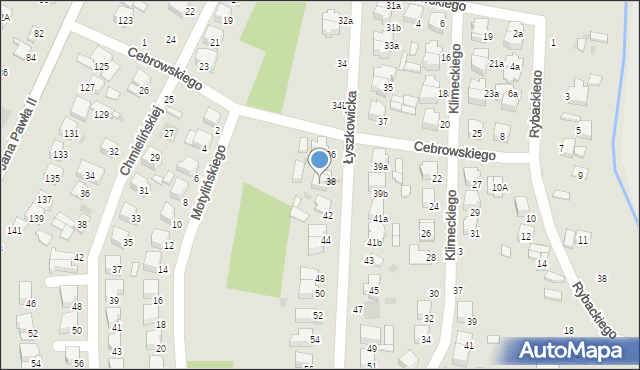 Łowicz, Łyszkowicka, 38/40, mapa Łowicza