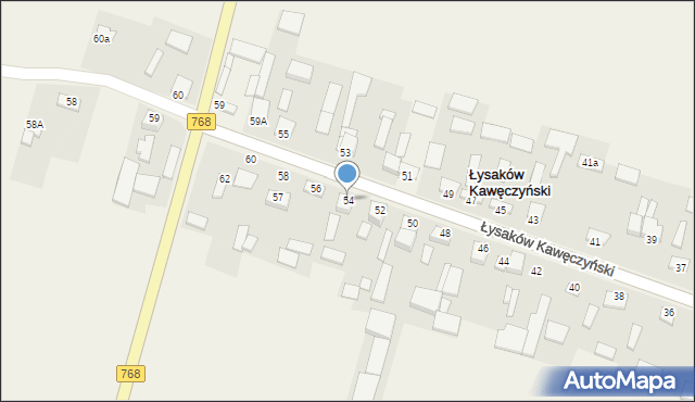 Łysaków Kawęczyński, Łysaków Kawęczyński, 54, mapa Łysaków Kawęczyński