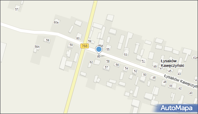 Łysaków Kawęczyński, Łysaków Kawęczyński, 61, mapa Łysaków Kawęczyński