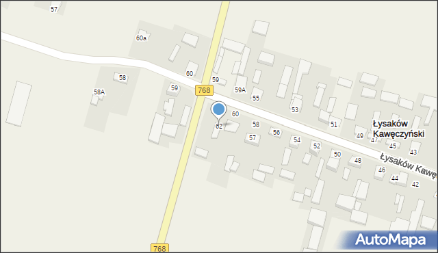 Łysaków Kawęczyński, Łysaków Kawęczyński, 62, mapa Łysaków Kawęczyński