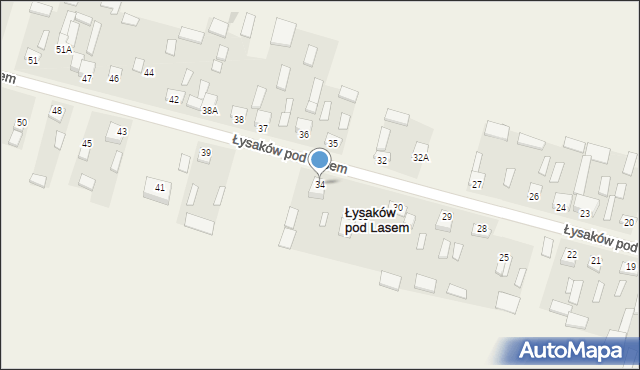 Łysaków pod Lasem, Łysaków pod Lasem, 34, mapa Łysaków pod Lasem