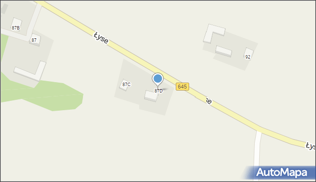 Łyse, Łyse, 87D, mapa Łyse