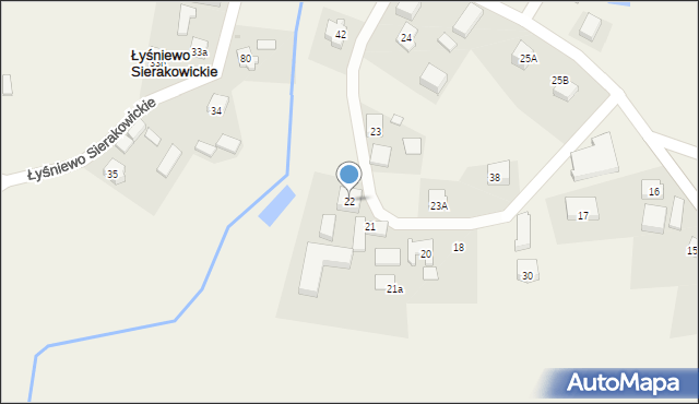 Łyśniewo Sierakowickie, Łyśniewo Sierakowickie, 22, mapa Łyśniewo Sierakowickie