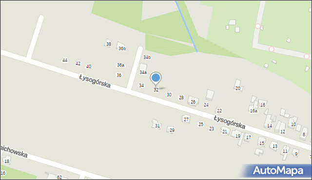 Poznań, Łysogórska, 32, mapa Poznania