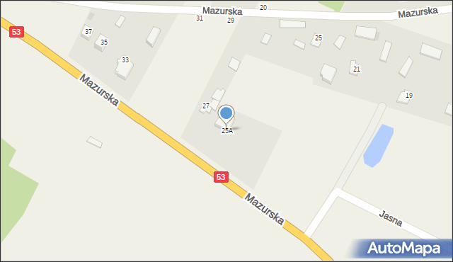 Antonie, Mazurska, 25A, mapa Antonie