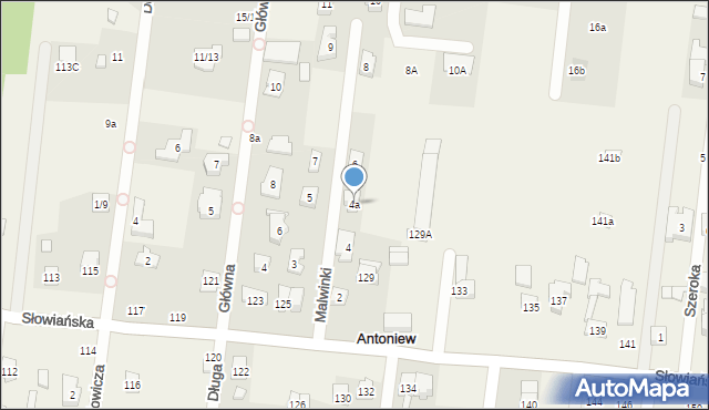 Antoniew, Malwinki, 4a, mapa Antoniew