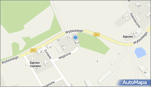 Bąkowo, Magiczna, 9, mapa Bąkowo