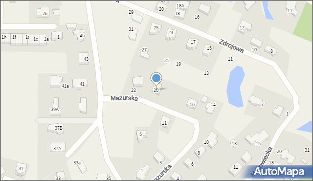 Banino, Mazurska, 20, mapa Banino