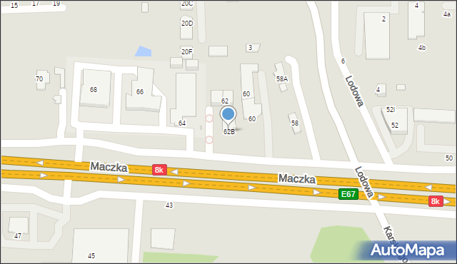 Białystok, Maczka Stanisława, gen., 62B, mapa Białegostoku