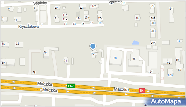 Białystok, Maczka Stanisława, gen., 70, mapa Białegostoku