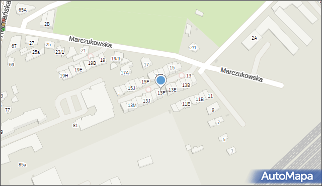 Białystok, Marczukowska, 13F, mapa Białegostoku