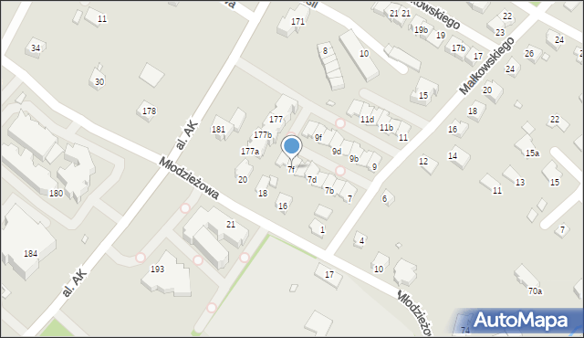 Bielsko-Biała, Małkowskiego Andrzeja, 7f, mapa Bielsko-Białej